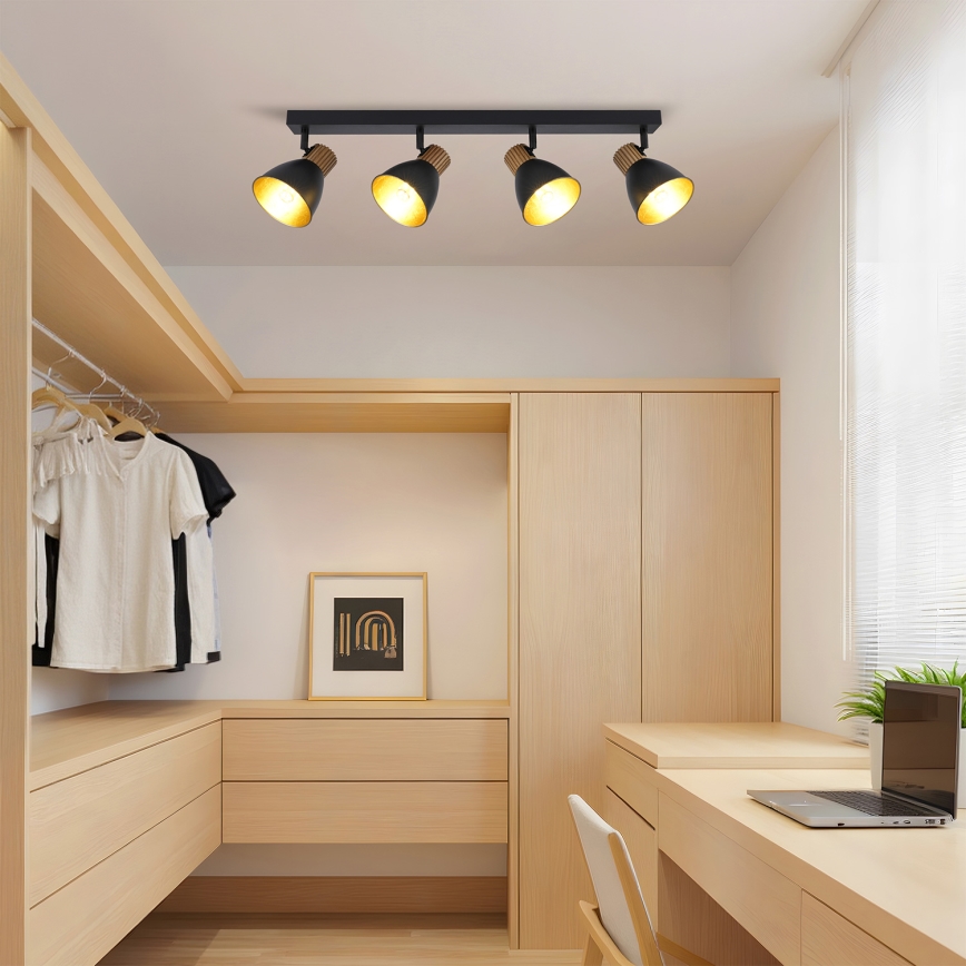 Brilagi - Lámpara de focos ODENSE 4xE14/10W/230V madera/negro