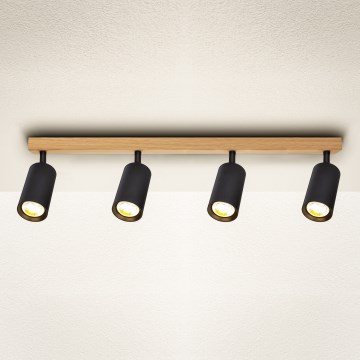 Brilagi - Lámpara de focos SELE 4xGU10/30W/230V negra/acabado roble