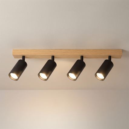 Brilagi - Lámpara de focos SELE 4xGU10/30W/230V negra/acabado roble