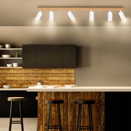 Brilagi - Lámpara de focos SELE 6xGU10/30W/230V blanca/acabado roble