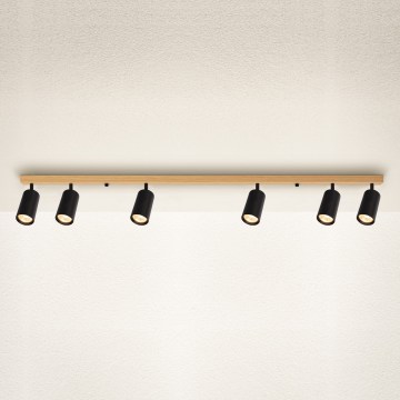 Brilagi - Lámpara de focos SELE 6xGU10/30W/230V negro/decoración roble