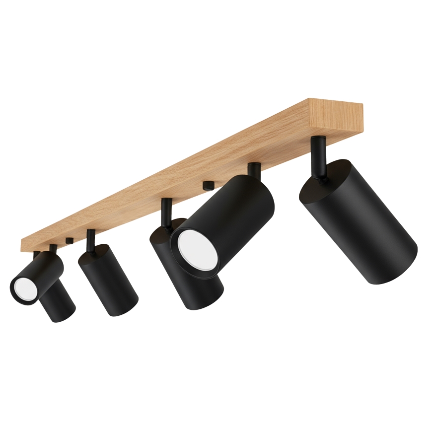 Brilagi - Lámpara de focos SELE 6xGU10/30W/230V negro/decoración roble