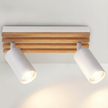 Brilagi - Lámpara de focos SELE WOOD 2xGU10/30W/230V blanco/madera