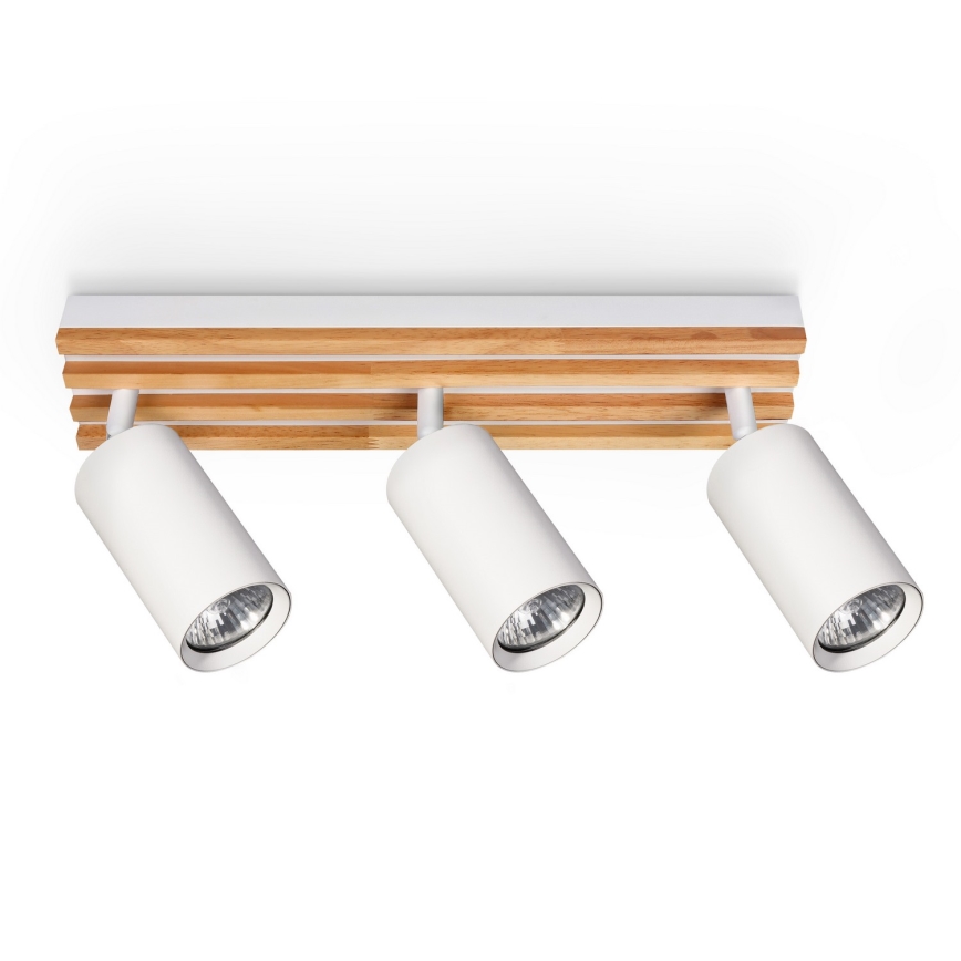 Brilagi - Lámpara de focos SELE WOOD 3xGU10/30W/230V blanco/madera