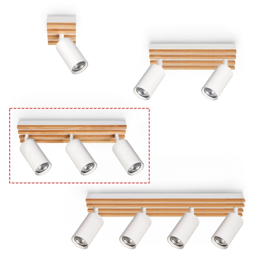 Brilagi - Lámpara de focos SELE WOOD 3xGU10/30W/230V blanco/madera