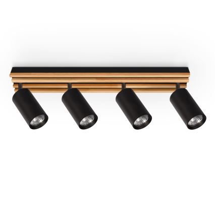 Brilagi - Lámpara de focos SELE WOOD 4xGU10/30W/230V negro/madera