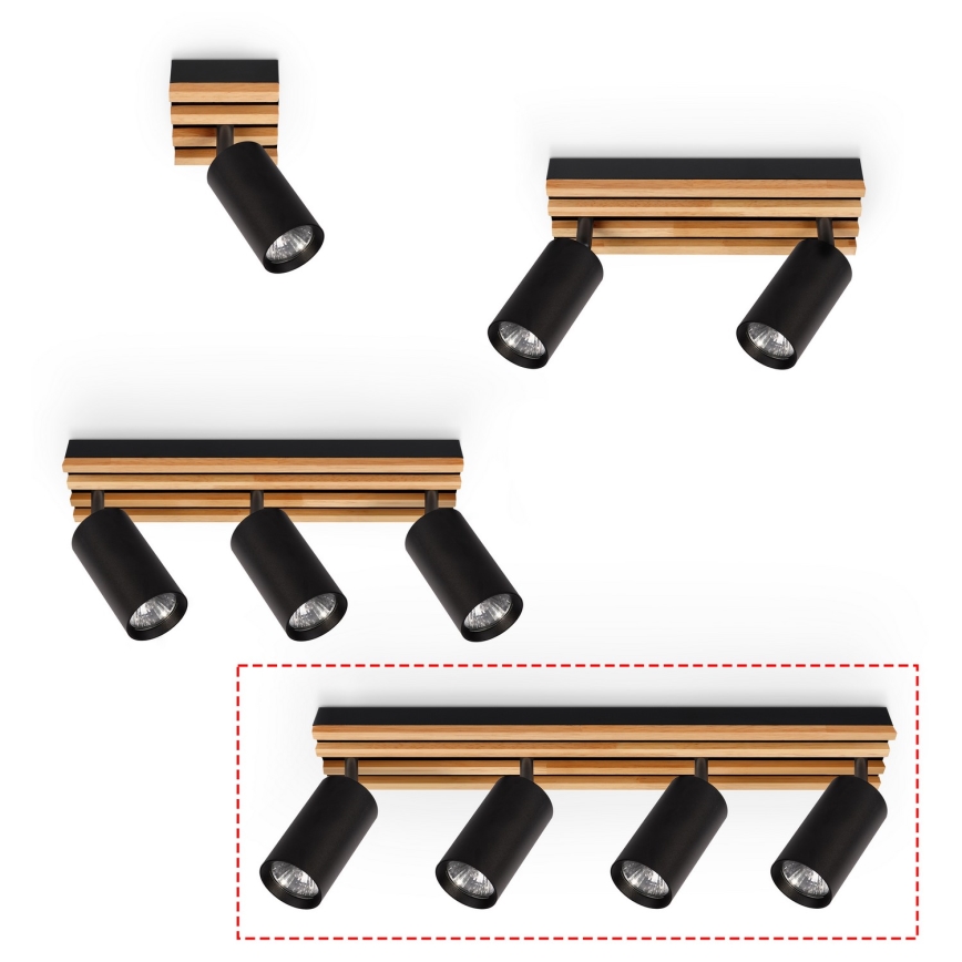 Brilagi - Lámpara de focos SELE WOOD 4xGU10/30W/230V negro/madera