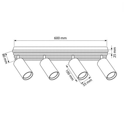Brilagi - Lámpara de focos SELE WOOD 4xGU10/30W/230V negro/madera