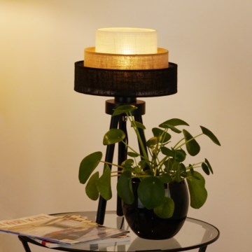 Brilagi - Lámpara de mesa ASPEN LUNETA 1xE27/15W/230V negro/beige/color crema