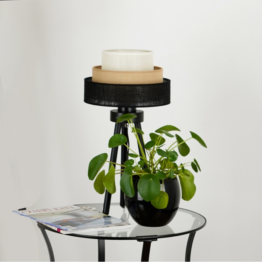 Brilagi - Lámpara de mesa ASPEN LUNETA 1xE27/15W/230V negro/beige/color crema