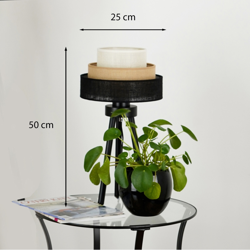 Brilagi - Lámpara de mesa ASPEN LUNETA 1xE27/15W/230V negro/beige/color crema