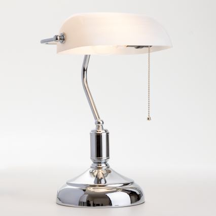 Brilagi - Lámpara de mesa BANK OFFICE 1xE27/60W/230V cromo brillante/blanco
