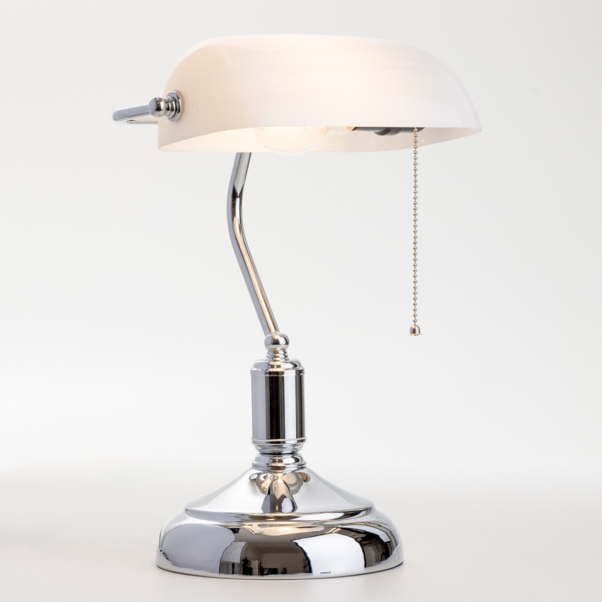 Brilagi - Lámpara de mesa BANK OFFICE 1xE27/60W/230V cromo brillante/blanco