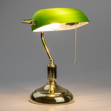 Brilagi - Lámpara de mesa BANK OFFICE 1xE27/60W/230V dorada/verde