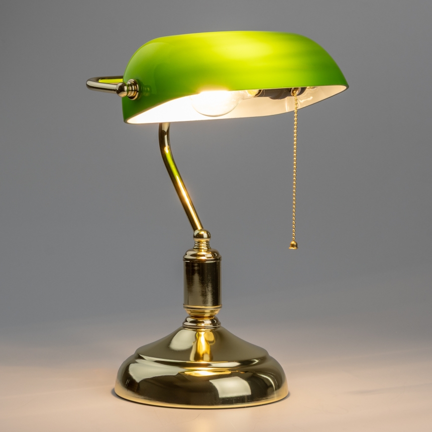 Brilagi - Lámpara de mesa BANK OFFICE 1xE27/60W/230V dorada/verde