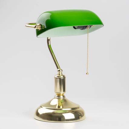 Brilagi - Lámpara de mesa BANK OFFICE 1xE27/60W/230V dorada/verde