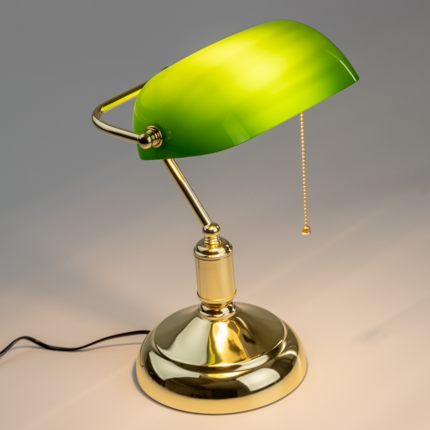 Brilagi - Lámpara de mesa BANK OFFICE 1xE27/60W/230V dorada/verde