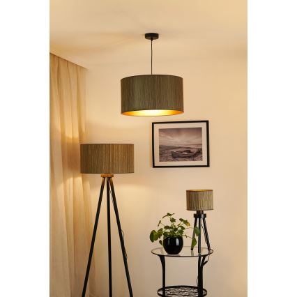 Brilagi - Lámpara de mesa BOSTON ROLLER 1xE27/15W/230V paja marrón/dorado