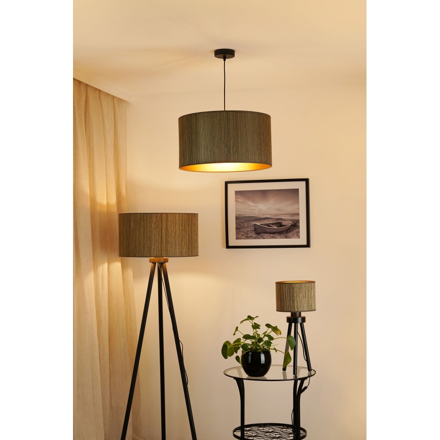 Brilagi - Lámpara de mesa BOSTON ROLLER 1xE27/15W/230V paja marrón/dorado