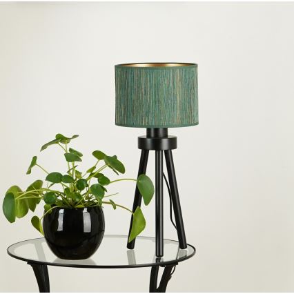 Brilagi - Lámpara de mesa BOSTON ROLLER 1xE27/15W/230V paja verde/dorado