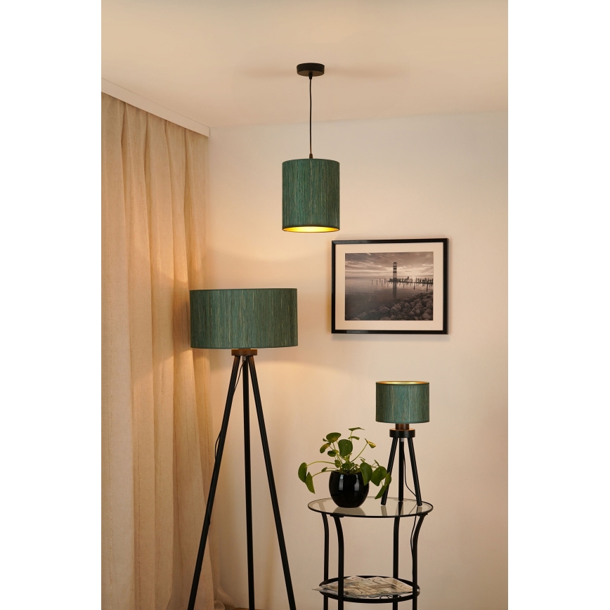 Brilagi - Lámpara de mesa BOSTON ROLLER 1xE27/15W/230V paja verde/dorado