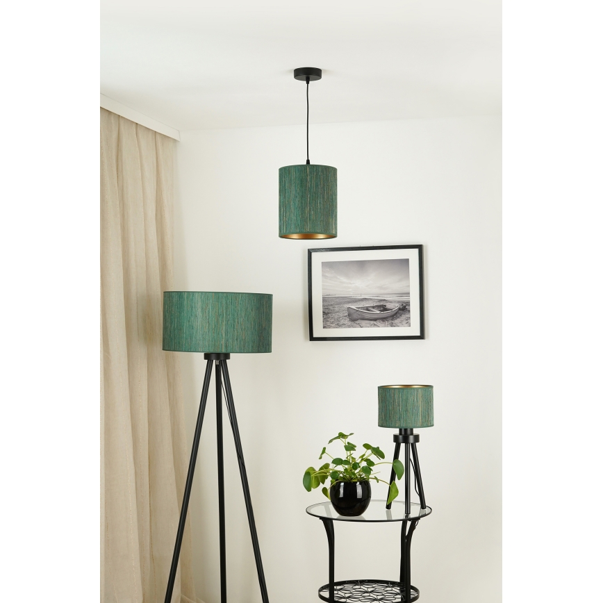 Brilagi - Lámpara de mesa BOSTON ROLLER 1xE27/15W/230V paja verde/dorado