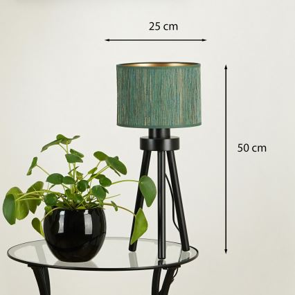 Brilagi - Lámpara de mesa BOSTON ROLLER 1xE27/15W/230V paja verde/dorado