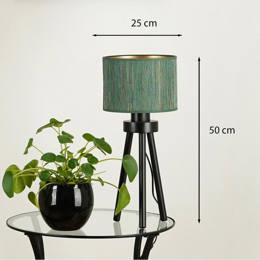 Brilagi - Lámpara de mesa BOSTON ROLLER 1xE27/15W/230V paja verde/dorado