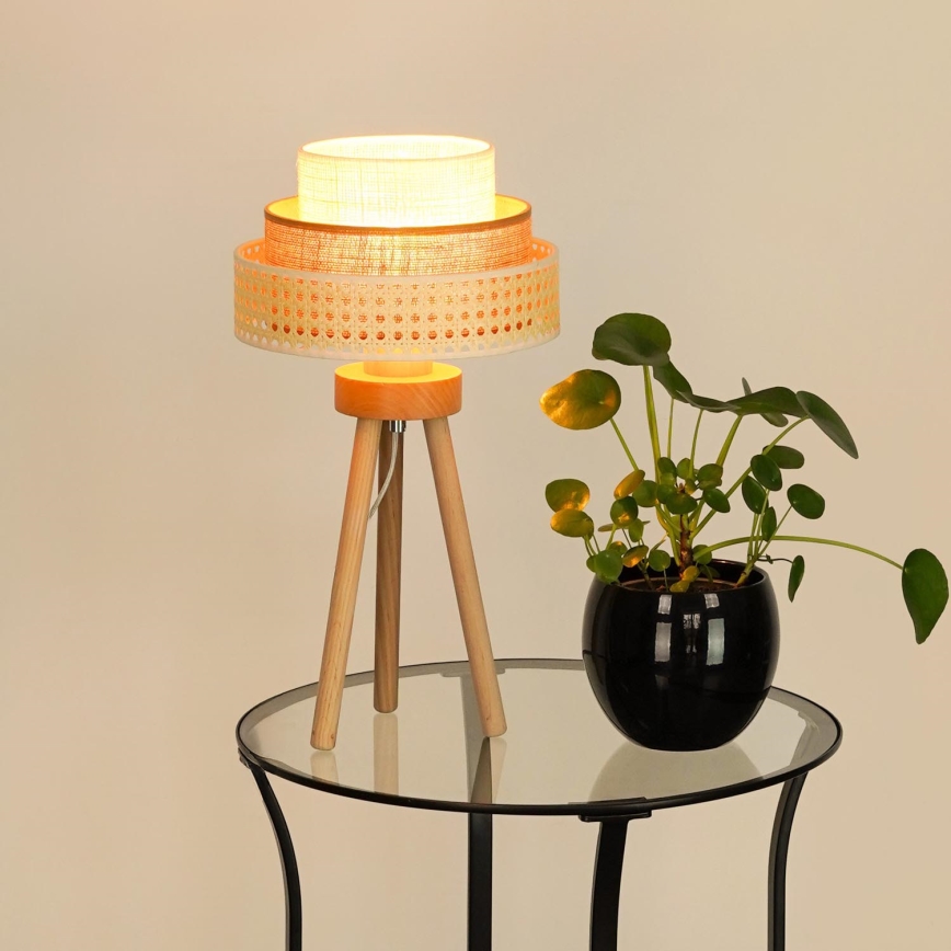 Brilagi - Lámpara de mesa CEDAR LUNETA 1xE27/15W/230V beige/marrón/color crema
