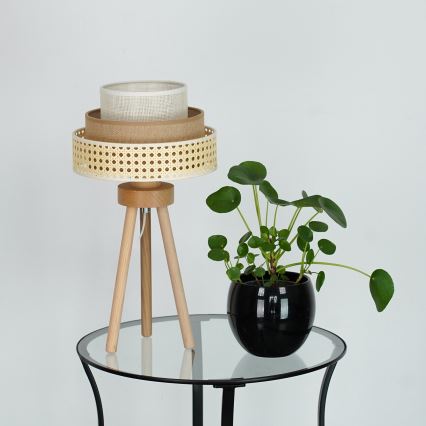 Brilagi - Lámpara de mesa CEDAR LUNETA 1xE27/15W/230V beige/marrón/color crema