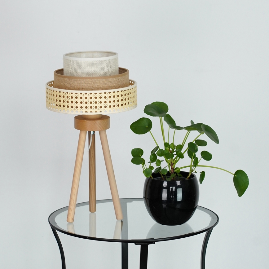 Brilagi - Lámpara de mesa CEDAR LUNETA 1xE27/15W/230V beige/marrón/color crema