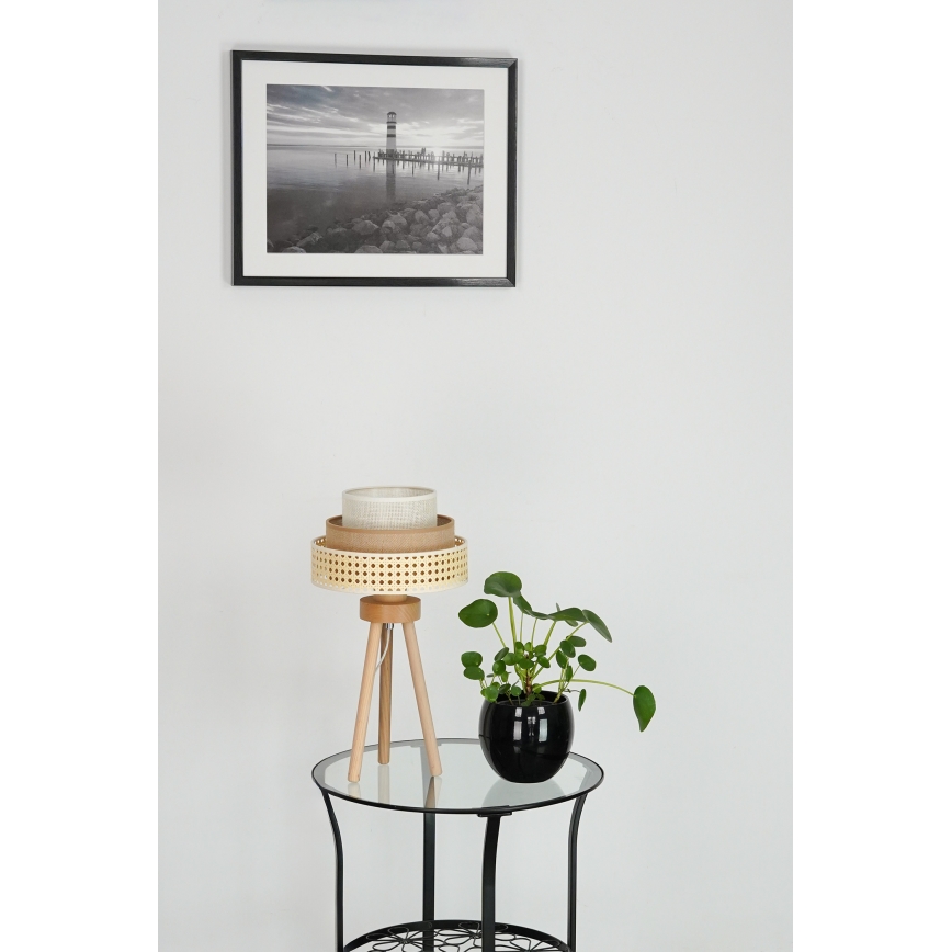 Brilagi - Lámpara de mesa CEDAR LUNETA 1xE27/15W/230V beige/marrón/color crema