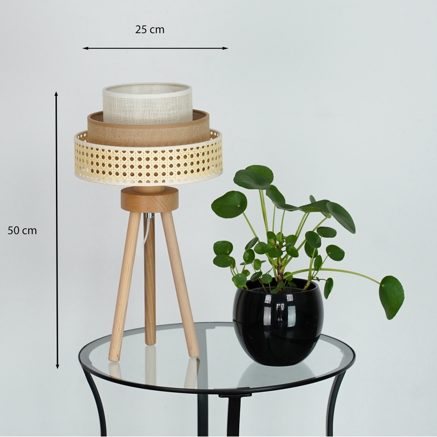 Brilagi - Lámpara de mesa CEDAR LUNETA 1xE27/15W/230V beige/marrón/color crema