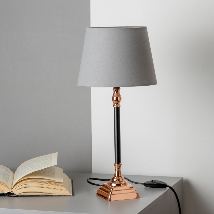 Brilagi - Lámpara de mesa CERIA 1xE14/40W/230V negro/cobre/gris