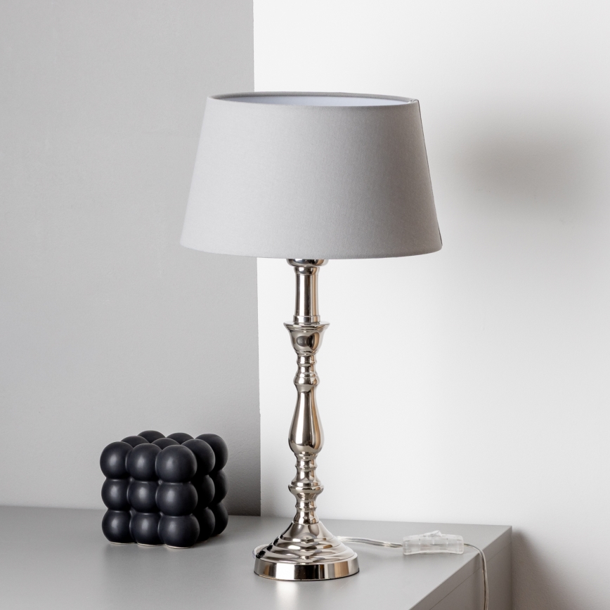 Brilagi - Lámpara de mesa CERIA 1xE27/60W/230V Ø 25 cm cromado brillante/gris