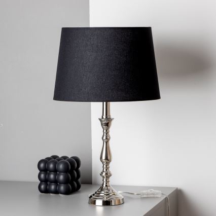 Brilagi - Lámpara de mesa CERIA 1xE27/60W/230V Ø 30 cm cromo brillante/negro