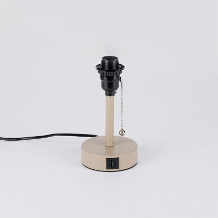 Brilagi - Lámpara de mesa con puerto USB TABLON 1xE27/25W/230V beige