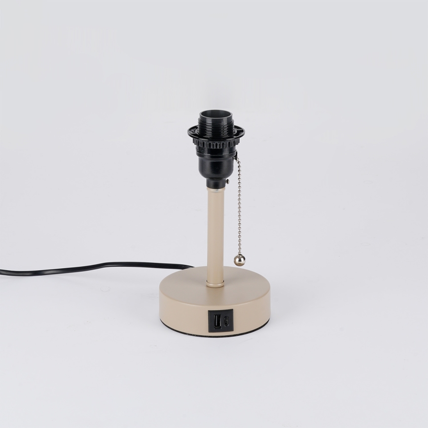 Brilagi - Lámpara de mesa con puerto USB TABLON 1xE27/25W/230V beige
