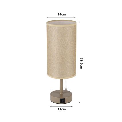 Brilagi - Lámpara de mesa con puerto USB TABLON 1xE27/25W/230V beige