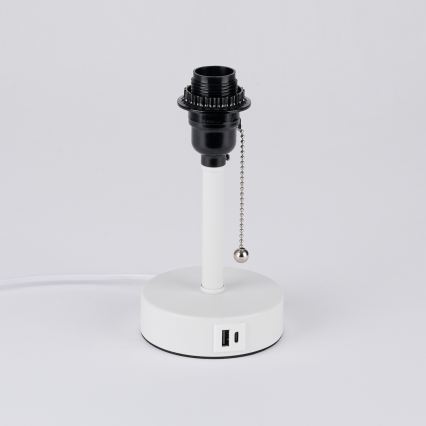 Brilagi - Lámpara de mesa con puerto USB TABLON 1xE27/25W/230V blanco/beige