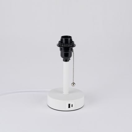 Brilagi - Lámpara de mesa con puerto USB TABLON 1xE27/25W/230V blanco/crema