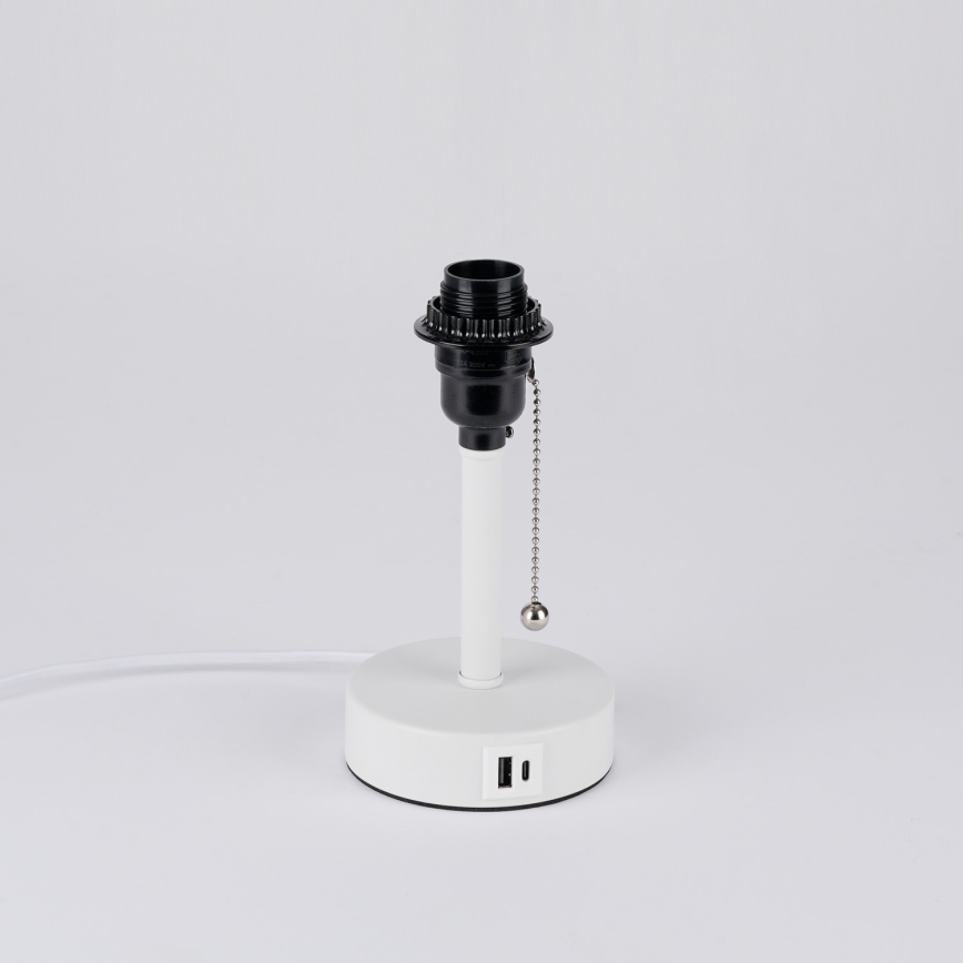 Brilagi - Lámpara de mesa con puerto USB TABLON 1xE27/25W/230V blanco/crema