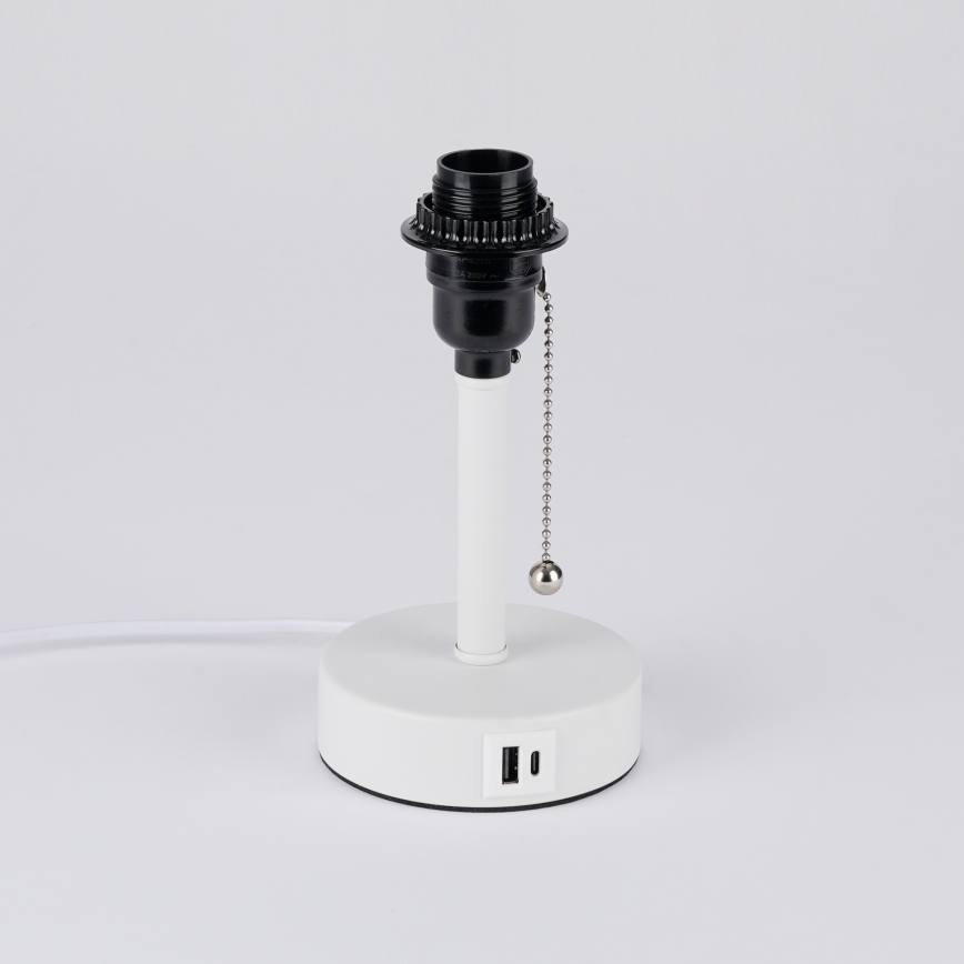 Brilagi - Lámpara de mesa con puerto USB TABLON 1xE27/25W/230V blanco/negro