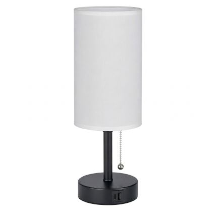 Brilagi - Lámpara de mesa con puerto USB TABLON 1xE27/25W/230V negra/blanca