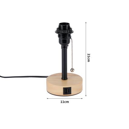 Brilagi - Lámpara de mesa con puerto USB TABLON 1xE27/25W/230V roble/negro