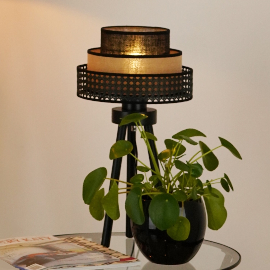 Brilagi - Lámpara de mesa DAKOTA LUNETA 1xE27/15W/230V negro/beige