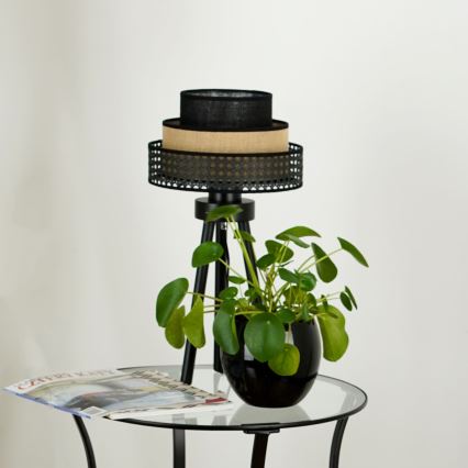 Brilagi - Lámpara de mesa DAKOTA LUNETA 1xE27/15W/230V negro/beige