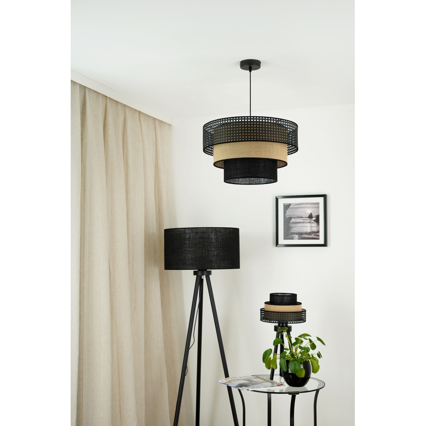 Brilagi - Lámpara de mesa DAKOTA LUNETA 1xE27/15W/230V negro/beige