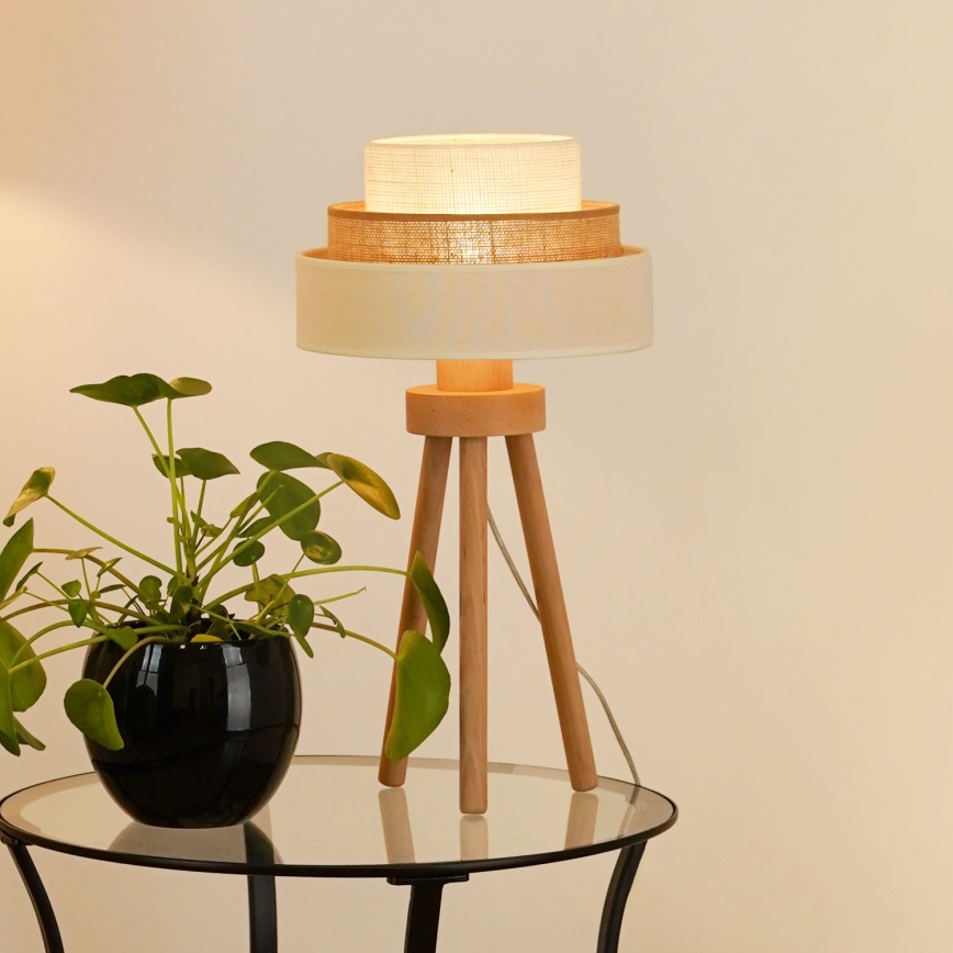 Brilagi - Lámpara de mesa DENVER LUNETA 1xE27/15W/230V beige/marrón/color crema