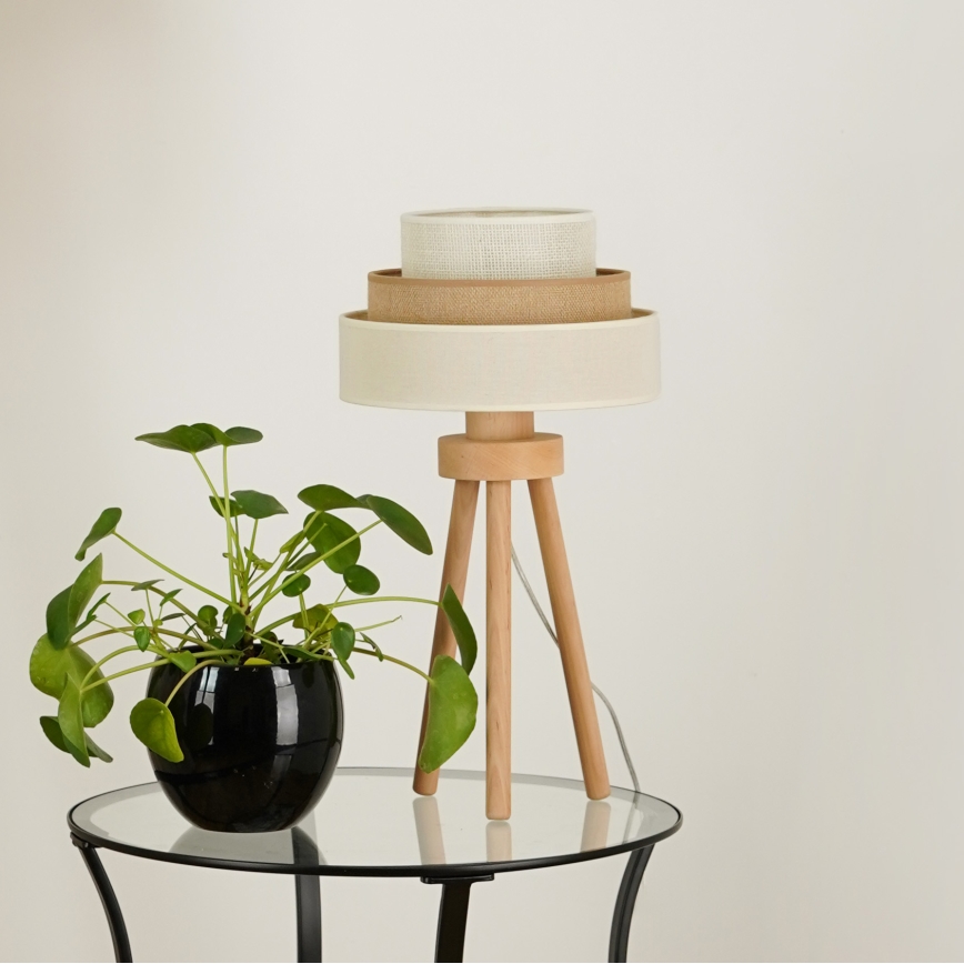 Brilagi - Lámpara de mesa DENVER LUNETA 1xE27/15W/230V beige/marrón/color crema
